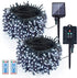 woohaha 2 Pack Solar String Lights,Total 144ft 400 LED Solar White Christmas