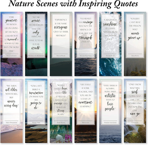 Inspirational Nature Bookmarks with Quotes - Pack of 48 for Book Lovers