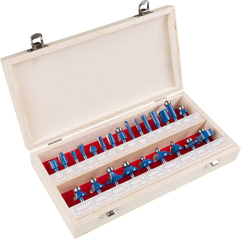 24-Piece Router Bit Set - Wood Routers Kit with 0.25-Inch Shank and