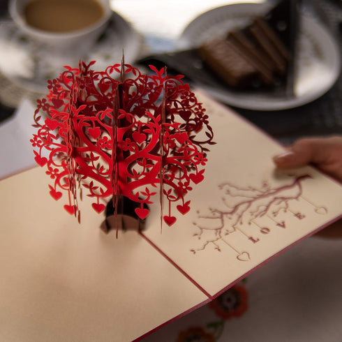 Pop Up Love Tree Card by DEVINE Cards | Happy Valentines Day Card for Wife, Husband, Mothers Day, 3D Pop Up Birthday