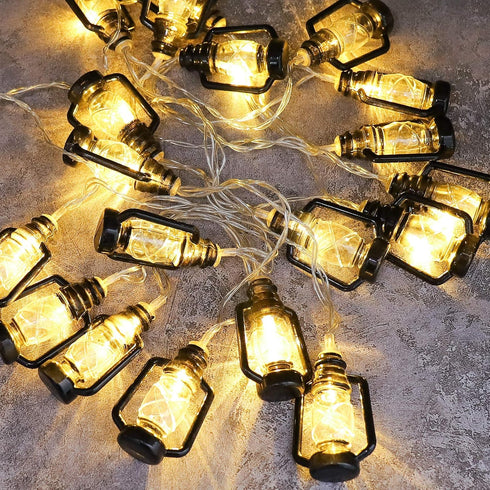 Generic 10 1.5M Pcs Black Lantern LED String Lights for Ramadan - Warm White Fairy Lights,Mini Kerosene Lamp