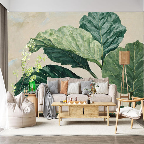 Personalized Customization Wall Mural SelfAdhesive Removable Fabric Fiddle Leaf Fig Botanical Plant