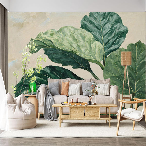 Personalized Customization Wall Mural SelfAdhesive Removable Fabric Fiddle Leaf Fig Botanical Plant