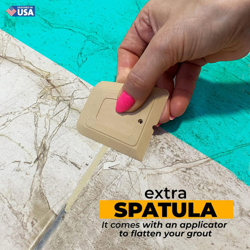 PentaUSA Tile Grout Repair Kit, Beige Grout Filler, Fast Drying Formula with Grout Float (8.8oz / 250gr)
