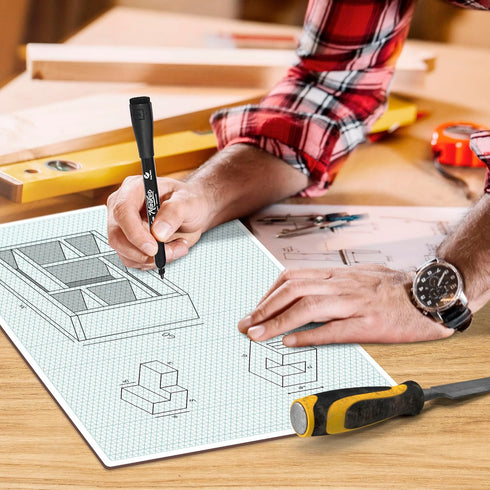 SCRIBBLEDO Isometric Grid 11"x14" Large Graph Dry Erase Board, Double-Sided White Board for Home School Classroom