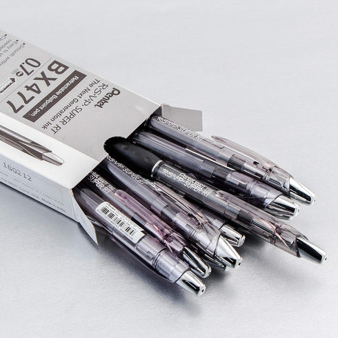 Pentel RSVP Super RT Ballpoint Pen, Fine Line 0.7mm Black Ink, Box of 12 (BX477-A)