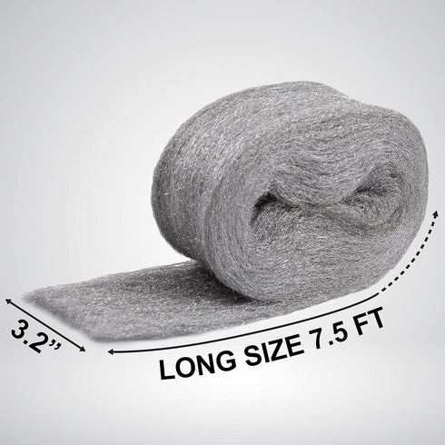 MAPORCH Steel Wool for Mice Control - 3 Pack, 3.2"x7.5 ft Wool, DIY Bundle with Gloves & Scissors for Home & Garage