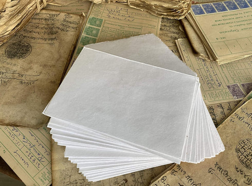 Wanderings Handmade White Deckle Edge Envelope - 4.25x6.25" - 25 Pack for Announcements, Crafts