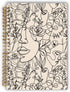 Boho Abstract Minimalist Woman Face Line Flower Spiral Notebook, Laminated Hard Cover, College Ruled 5.5×8.3 Inches