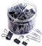 Officemate 340 Assorted Paper Clips and Binder Clips, Re-usable Storage Tub, Silver/Black (31040)