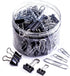 Officemate 340 Assorted Paper Clips and Binder Clips, Re-usable Storage Tub, Silver/Black (31040)