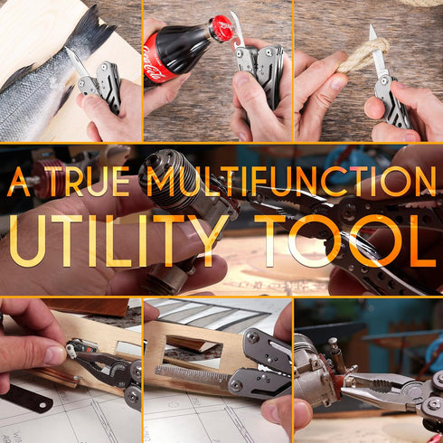 24-in-1 Multitool with Mini Tools, Knife, Pliers, and 11 Bits - All in One Multi Function Gear for Men, Best Multi-tool