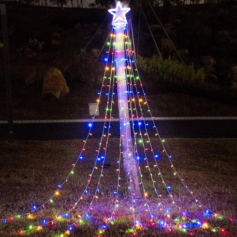 16.4Ft 320 8 12" PUHONG Christmas Decoration Outdoor Star String Lights, Christmas Tree Toppers Lights LED Modes