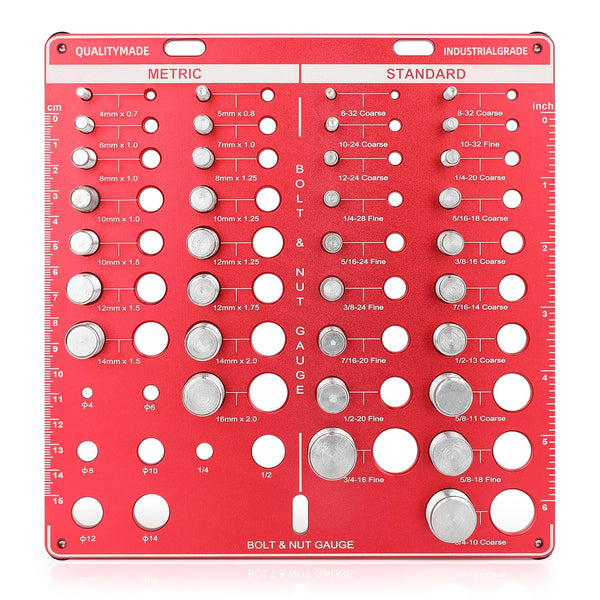 Thread Checker, Nut and Bolt Identifier Gauge with Inch and Centimeter Ruler, 19 Standard & 15 Metric