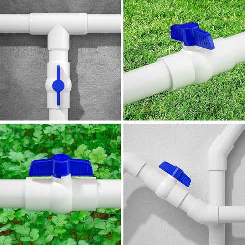 2PCS 2" PVC Ball Valve, SCH40 Slip PVC Water Pipe Valve with Easy Turn Blue T-Handle