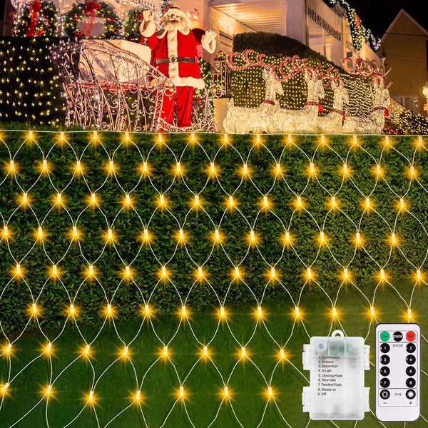 echsoari Battery Operated Net Lights, 100 LED Fairy Lights with Remote Timer for Party Decor