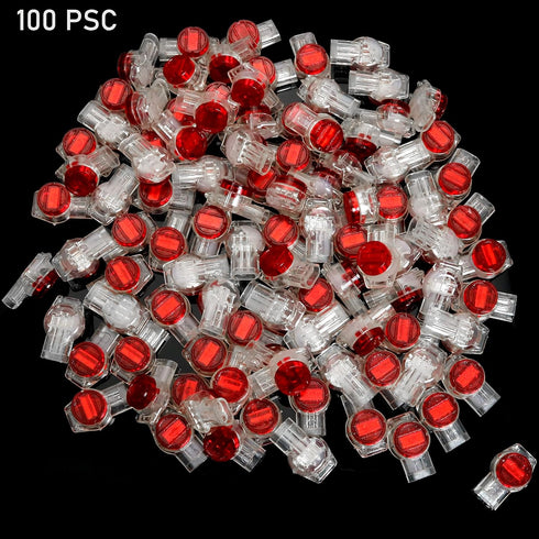UR IDC Connector LUORNG, 100 PCS Red Clear Data Phone Wire Butt Splice 3 Ports Connectors