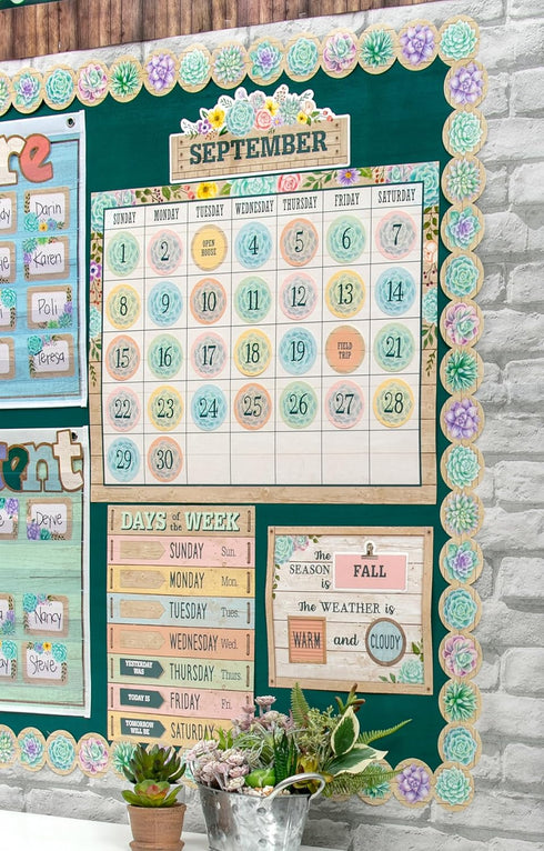 Teacher Created Resources Rustic Bloom Calendar Bulletin Board Set