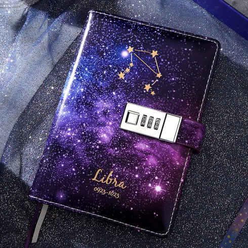 Starry Constellation Lock Diary Set - Gift Box with Pen & Tapes, Combination Lock Journal for Kids and Women