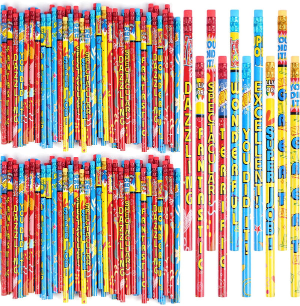 Kolewo4ever Inspirational Pencils, 200 Pieces with 10 Designs, Words of Encouragement on Sharpened Pencils