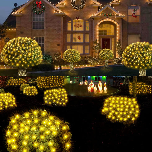 200LED 8.4ft 5.2ft 8 WBao Solar Christmas Lights Outdoor x LED Net Lights with Remote, Lighting Modes, Timer
