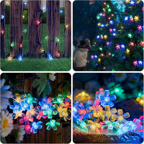 GTTYD 2PACK 50 oopswow Solar Flower String Lights, LED Cherry Blossom Lights Outdoor Waterproof, Solar Fairy Lights