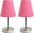 Simple Designs LT2013-PNK-2PK Mini Basic 2 Pack Sand Nickel Table Lamp with