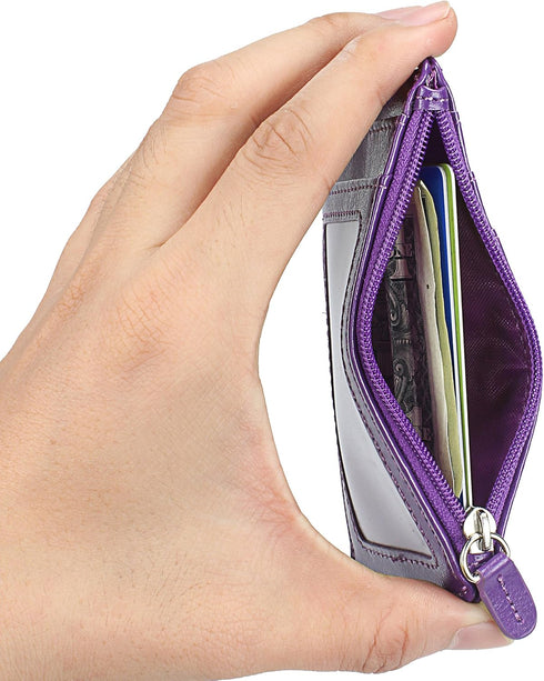 Wisdompro Badge Holder with Zip, 2-Sided Vertical PU Leather College ID Holder with Lanyard Strap - Purple
