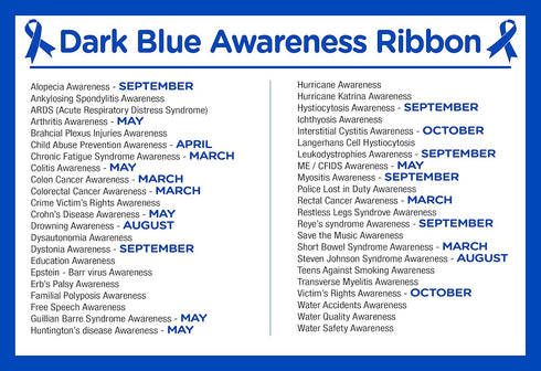 Dark Blue Ribbon Silicone Bracelets - Wholesale Pack for Colon Cancer Awareness