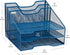 Mind Reader Desktop Organizer, Vertical File Holder, Paper Trays, Metal Mesh, Turquoise