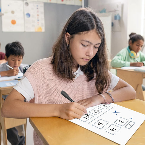 SCRIBBLEDO 9"x12" Double Sided Dry Erase Long Multiplication Board for Home, School, Kids, Students Math