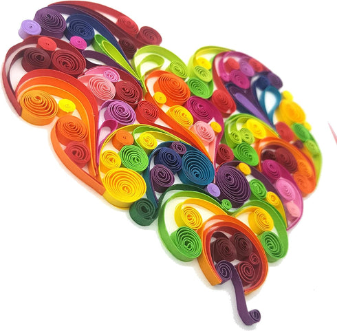 Quilling Card 3D Color Unique Handmade Art - Design Greeting Card for Christmas Birthday Anniversary (Rose Heart)