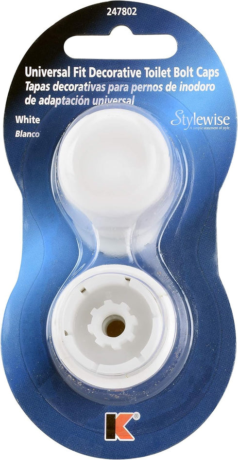 Plumb Pak PP835-30WHL 1-7/8" 4-3/8", Universal Round Toilet Push-On Bolt Caps, x White