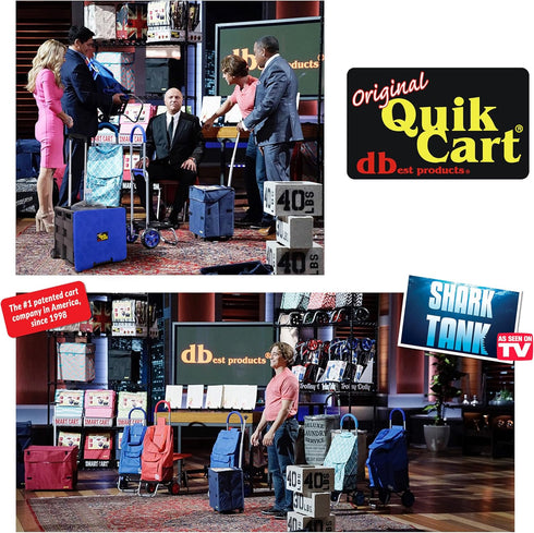 dbest products Quik Cart Collapsible Rolling Crate on Wheels - 80 lbs Capacity, Blue Lid, Heavy Duty