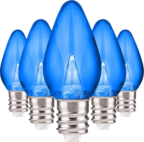 Holiday Lighting Outlet LED Smooth C7 Blue Replacement Christmas Light Bulbs for E12 Sockets, Energy Efficient Commercial Grade, 2 Diode 0.58 Watt (LED) Bulbs. Pack of 25 Bulbs by HLO Lighting