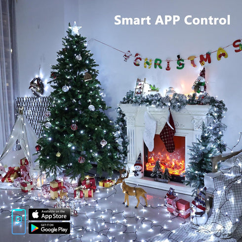 66FT 200 Dimmable Brizled Smart Red Valentines Lights, LED Color Changing Christmas String Lights App & Voice Control