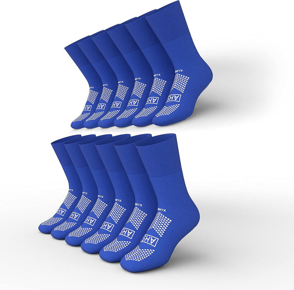 AMERICAN HOSPITAL SUPPLY AHS Slipper Socks | Blue X-Large Polyester-Spandex Knit Grip