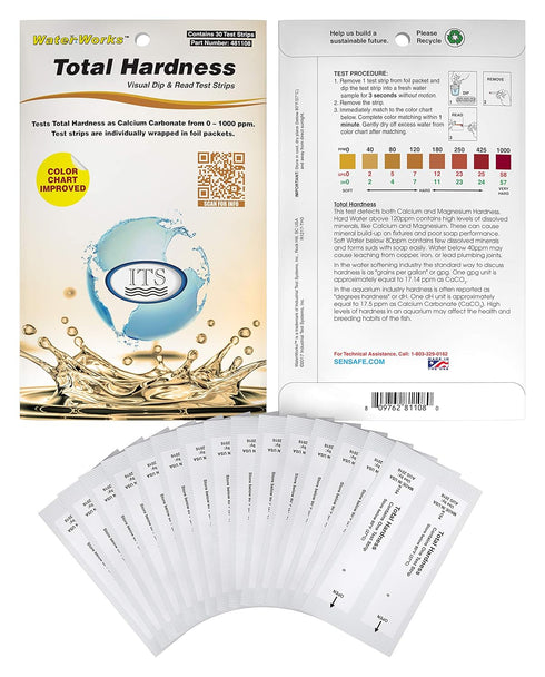 Industrial Test Systems WaterWorks 481108 Total Hardness Test Strip, 0-1000ppm Range, 3 Second Test Time (Pack of 30)