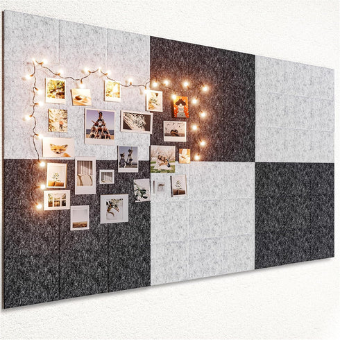 Large 11.8"x11.8" Felt Board Tiles for Wall, 30 Push Pins, Pack of 6 Pin Board Notice Boards for Home Office