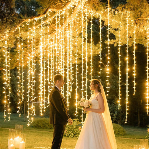 33FT 100 8 String Lights Indoor Bedroom, LED Fairy String Lights Outdoor Waterproof, Modes Memory Twinkle Christmas