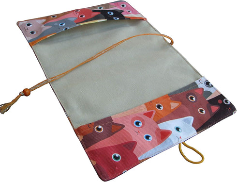 Fabric Novel Book Sleeve for Adults, Cute Cats Pattern, Washable Protector, Padded Case 5.5 x 8.2 x 1.6