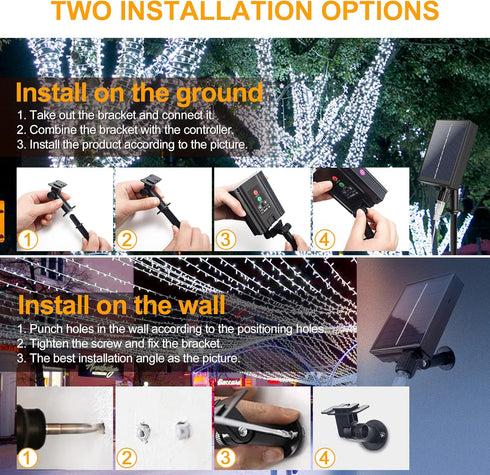mimigogo Outdoor,500 165FT 8 Solar String Lights LED Christmas Lights with Modes and Timer, Remote Control for Holiday