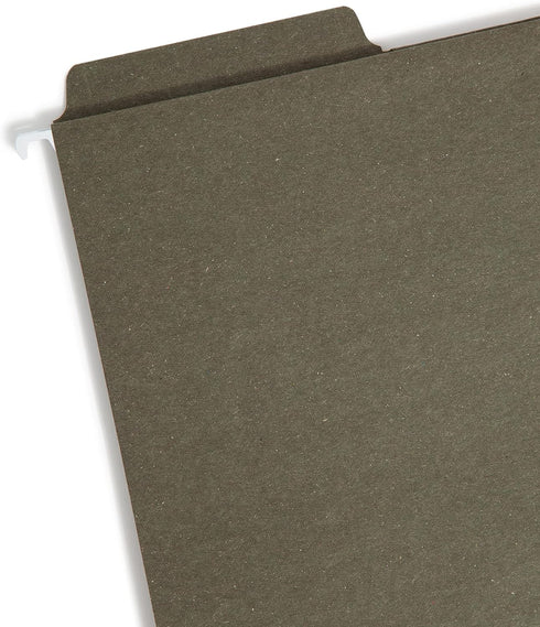 Smead 100% Recycled FasTab Hanging File Folder, 1/3-Cut Built-in Tab, Letter Size, 20 per Box