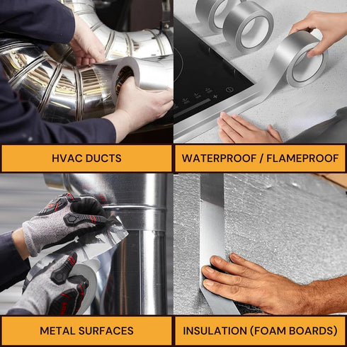 Buck Professional Grade Aluminum Foil Tape - 2 Inch x 216ft, Ideal for HVAC, Metal Repair & Insulation