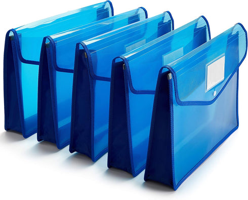 FANWU Plastic Wallet Folder Envelope, Expandable File Wallet Document Folder, Legal Size, 5 Pack Large Waterproof Pouch