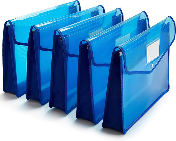 FANWU Plastic Wallet Folder Envelope, Expandable File Wallet Document Folder, Legal Size, 5 Pack Large Waterproof Pouch