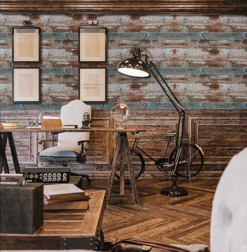 Dimoon 197''x17.7'' Waterproof Wood Peel and Stick Wallpaper, Removable Self Adhesive Faux Rustic Wood Grain
