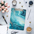 Hongri Plastic Clipboard, Standard A4 Letter Size Clip Board for Students, Teacher, Kids, Teal Marble Decorative