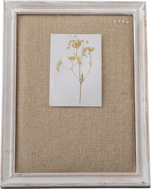 SOFE Small Bulletin Board for Desk, 12"×16" Cute Linen Pin Board with Rustic White Wood Frame for Office Living Room
