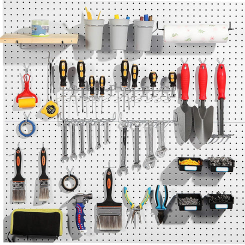 FRIMOONY Pegboard Hooks with Bins and Peg Locks for Organizing Tools, 188 PCS, 80 Locks Included